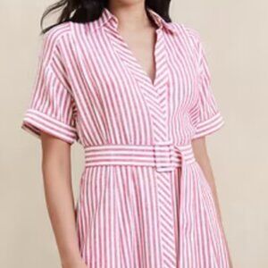 Linen-Blend Midi Shirtdress